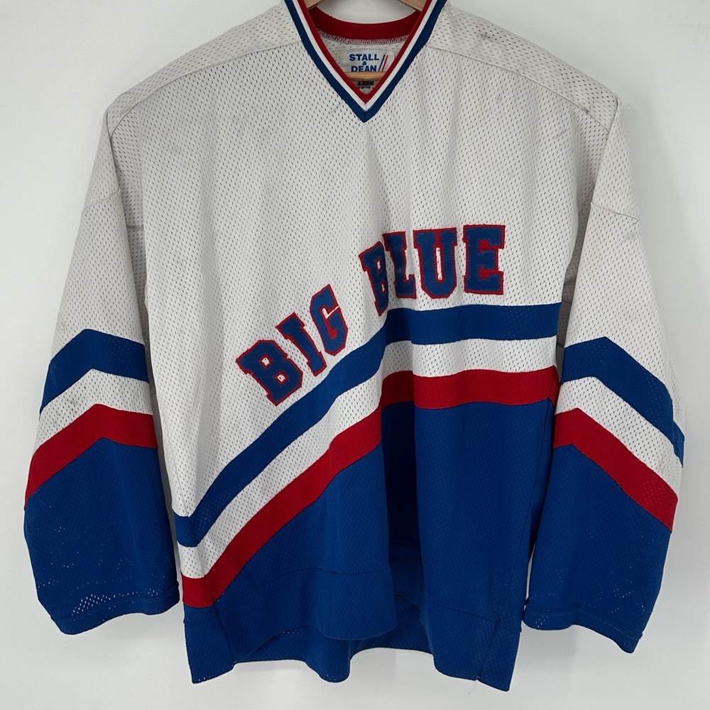Rare STALL & DEAN Vintage 1999 Hockey Jersey Big Blue Sz 54 (L) Game Worn USA Y6